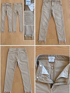 Just Black Women's Beige Cropped Jeans with Frayed Hem